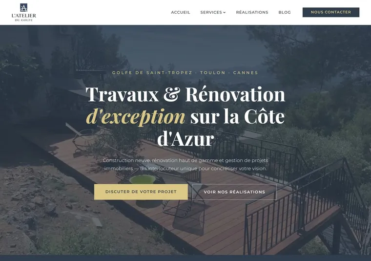 Site de L'Atelier du Golfe réalisé par Sharp Articles — version ordinateur