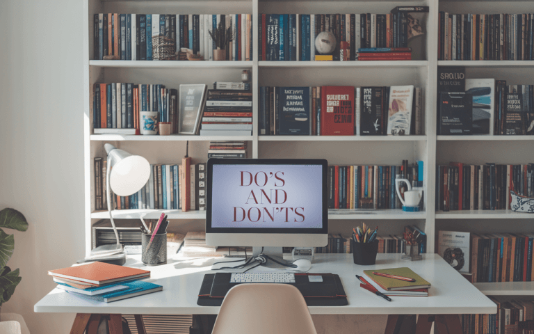 Scène de bureau moderne avec personne tapant sur un ordinateur portable affichant