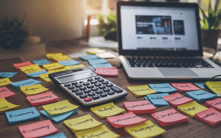 Calculatrice sur bureau en bois avec post-it sur le